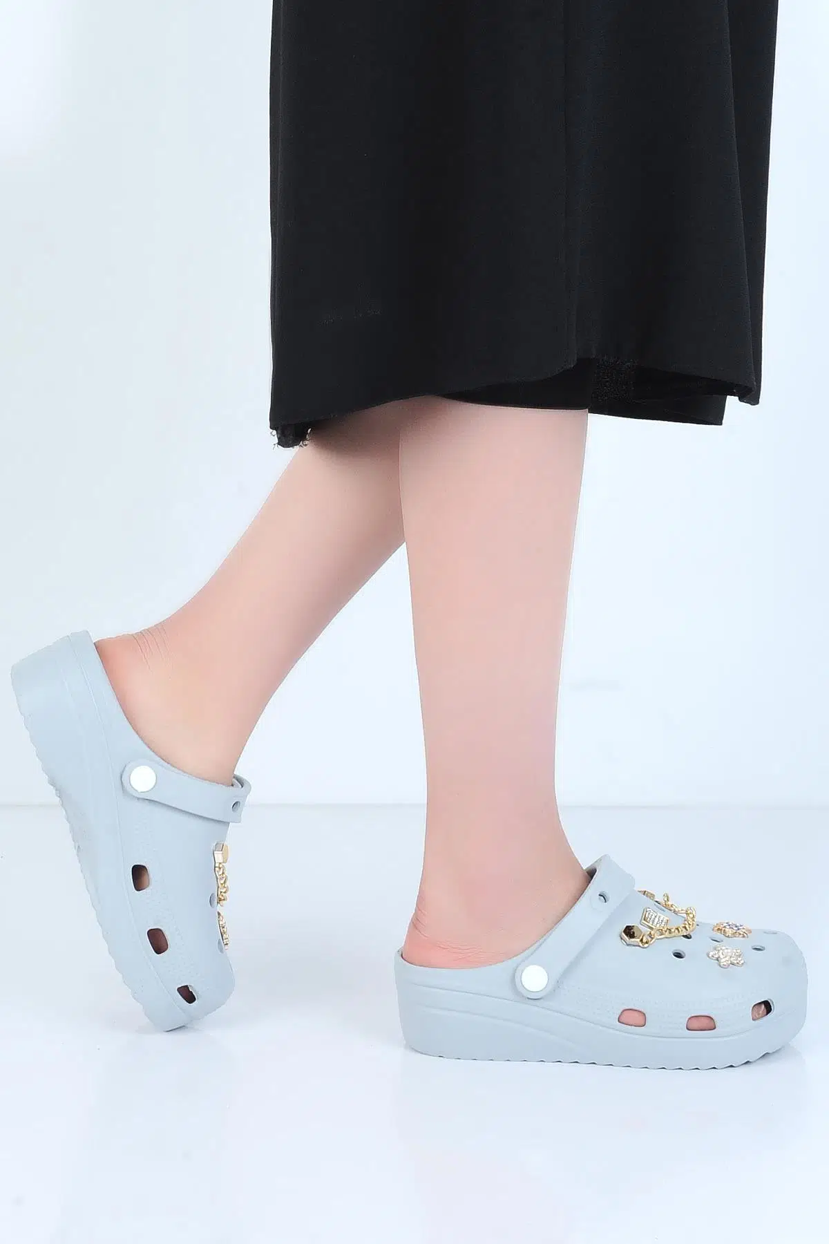 Apella E800-6 Fiesta Eva Kadın Taşlı Günlük Terlik - Gri