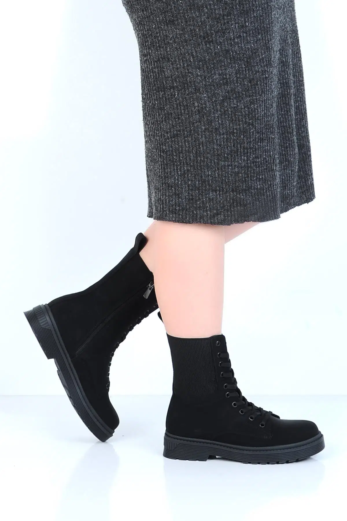 Ayakcenter 23002 Polact Zümrüt Kadın Düz Bot - SİYAH