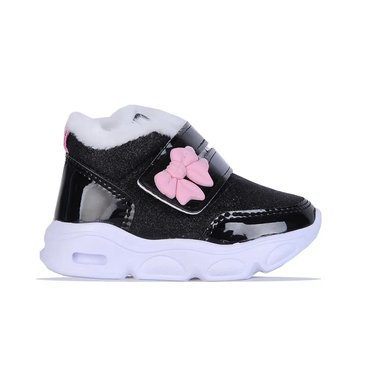 Skuaıter 7500 Fiyonklu Bebe Cırtlı Kız Çocuk Kürklü Bot - SİYAH